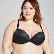 Load image into Gallery viewer, Size 36DD Cacique Max Boost Plunge Black Satin Push Up Bra
