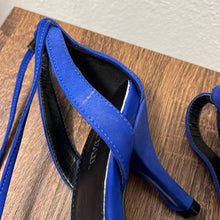 Load image into Gallery viewer, Size 8.5 JustFab Blue Gracie Ankle Lace-Up Heels