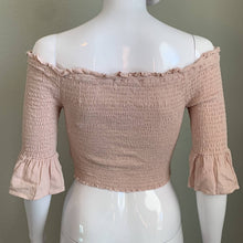 Load image into Gallery viewer, Size Small Kendall & Kylie Light Pink Off Shoulder Crop Top