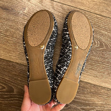 Load image into Gallery viewer, Size 7.5 Lucky Brand Black Gray & White Woven Emmie Ballet Flats