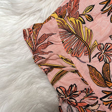 Load image into Gallery viewer, Sz Small Old Fable Pink Orange Coral Tropical Leaves Ruffle High Waisted Tie Shorts