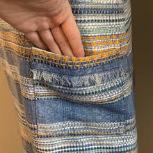 Load image into Gallery viewer, Size 10 Anthro Akemi + Kin NWOT Blue & Yellow Striped Tweed Shift Dress With Pockets