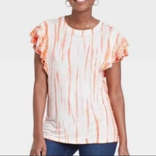 Load image into Gallery viewer, Size XXL Knox Rose Tangerine Orange Tie Dye Lace Ruffle Sleeve Top