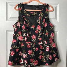 Load image into Gallery viewer, Size 2XL Torrid Black Pink Floral Print Peplum Cut Out Sleeveless Blouse