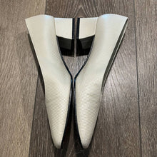 Load image into Gallery viewer, Size 7.5 Stuart Weitzman Vintage Impala Square Toe Cream Rose Gold Block Heels