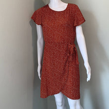 Load image into Gallery viewer, Medium Shein NWOT Orange & White Polka Dot Short Sleeve Wrap Dress