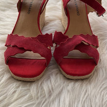 Load image into Gallery viewer, Sz 6.5 Lucky Brand Red Marleigh Suede Espadrille Wedges