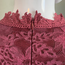 Load image into Gallery viewer, Size Medium Altar’d State Maroon Lace Trimmed Short Sleeve Dress