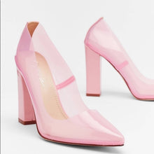 Load image into Gallery viewer, Size 6 Nasty Gal Pink Clear Almond Block Court Heels