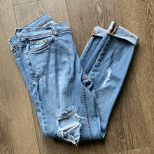 Load image into Gallery viewer, Size 7 Sneak Peek Light Wash Boyfriend Sexy Cuffed Distressed Jeans