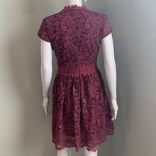 Load image into Gallery viewer, Size Medium Altar’d State Maroon Lace Trimmed Short Sleeve Dress
