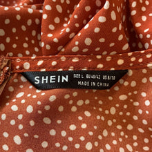 Load image into Gallery viewer, Medium Shein NWOT Orange & White Polka Dot Short Sleeve Wrap Dress