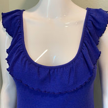 Load image into Gallery viewer, One Sze Michael Stars Bright Blue Ruffle Neck Tank Top