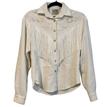 Load image into Gallery viewer, XS Vintage Western Collection Styles White Fringe Pearl Snap Button Up Rodeo Shirt