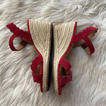 Load image into Gallery viewer, Sz 6.5 Lucky Brand Red Marleigh Suede Espadrille Wedges