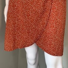 Load image into Gallery viewer, Medium Shein NWOT Orange & White Polka Dot Short Sleeve Wrap Dress