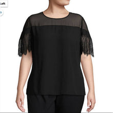 Load image into Gallery viewer, Size 3XL Worthington NWOT Black Short Sleeve Lace Blouse