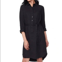 Load image into Gallery viewer, Size Large NYDJ NWOT Linen Long Sleeve Shirtdress In Black