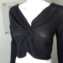 Load image into Gallery viewer, Size XS Urban Outfitters Black Waffle Knit Cropped Sweater