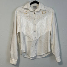 Load image into Gallery viewer, XS Vintage Western Collection Styles White Fringe Pearl Snap Button Up Rodeo Shirt