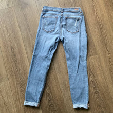 Load image into Gallery viewer, Size 7 Sneak Peek Light Wash Boyfriend Sexy Cuffed Distressed Jeans