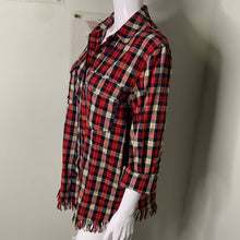 Load image into Gallery viewer, Size Large Entro Red & Black Button Up Frayed Hem Flannel