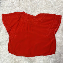 Load image into Gallery viewer, Medium Forever 21 Red Embroidered Boho Western Crop Top