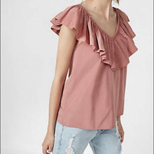 Load image into Gallery viewer, Large Express NWT Tafetta Ruffle Top Shirt
