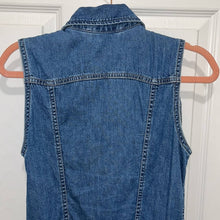 Load image into Gallery viewer, Small Levi’s Denim Button Front Tie Sleeveless Jumper