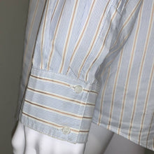 Load image into Gallery viewer, Size Medium Zara Blue Gold & White Stripes Hooded Cotton Long Sleeve Top