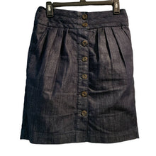 Load image into Gallery viewer, Size 6 Pilcro & The Letterpress Dark Wash High Rise Denim Button Skirt