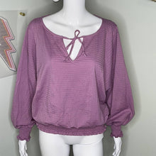 Load image into Gallery viewer, Size Medium Anthropologie Textured Purple Peasant Style Blouse