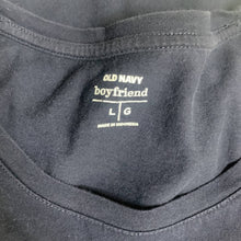 Load image into Gallery viewer, Large Old Navy Dark Blue Happiness Is Free Boyfriend Pocket Tee Shirt