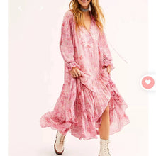 Load image into Gallery viewer, Sz Small Free Ppl Feeling Groovy Maxi Peasant Prairie Dress in Pink Print