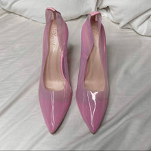 Load image into Gallery viewer, Size 6 Nasty Gal Pink Clear Almond Block Court Heels