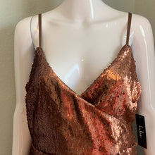 Load image into Gallery viewer, Size XL Lulus NWT SHINY Bronzy CHAMPAGNE Sequin Dress