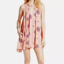 Load image into Gallery viewer, Medium Free People Peach & Purple Tree Swing Tunic Keyhole Dress