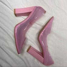 Load image into Gallery viewer, Size 6 Nasty Gal Pink Clear Almond Block Court Heels