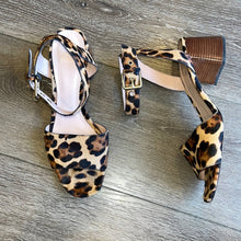 Load image into Gallery viewer, Size 9.5 J. Crew Penny Ankle-Strap Sandals In Leopard Calf Hair