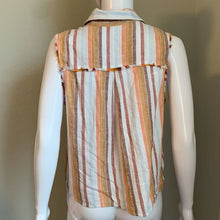 Load image into Gallery viewer, Size medium Anthropologie Cloth & Stone Sleeveless Stripped Linen Button Down