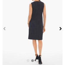 Load image into Gallery viewer, Large Chicos Black Sleeveless Neutral Color Block Suede Leather Dress