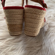 Load image into Gallery viewer, Sz 6.5 Lucky Brand Red Marleigh Suede Espadrille Wedges