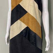 Load image into Gallery viewer, Large Chicos Black Sleeveless Neutral Color Block Suede Leather Dress