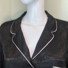 Load image into Gallery viewer, Size XL Victoria’s Secret Black Silk Button Up Collared Pajama Top