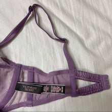 Load image into Gallery viewer, Size 32B Victoria's Secret NWOT Purple Mesh Embroidered Lace Bra