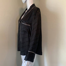 Load image into Gallery viewer, Size XL Victoria’s Secret Black Silk Button Up Collared Pajama Top