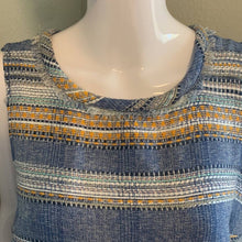Load image into Gallery viewer, Size 10 Anthro Akemi + Kin NWOT Blue & Yellow Striped Tweed Shift Dress With Pockets