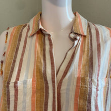 Load image into Gallery viewer, Size medium Anthropologie Cloth & Stone Sleeveless Stripped Linen Button Down