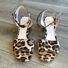 Load image into Gallery viewer, Size 9.5 J. Crew Penny Ankle-Strap Sandals In Leopard Calf Hair