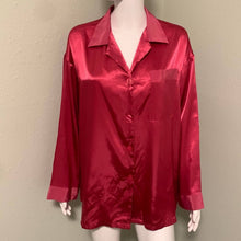 Load image into Gallery viewer, Large Victorias Secret Button Up Silky Satin Bright Pink Top